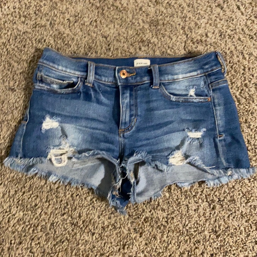 Denim shorts.